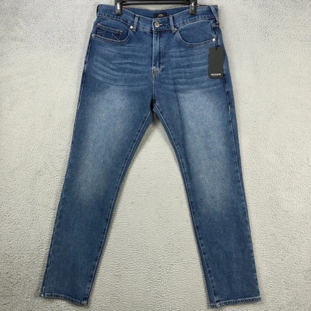 True Religion Mens Geno Relaxed Slim Jeans 34 Blue 5 Pockets Stretch Casual NEW